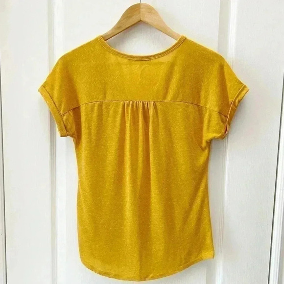 Ricki’s Linen Blend  T-Shirt Loose Fit V Neck Short Sleeve Sunflower Yellow XS - Picture 7 of 16
